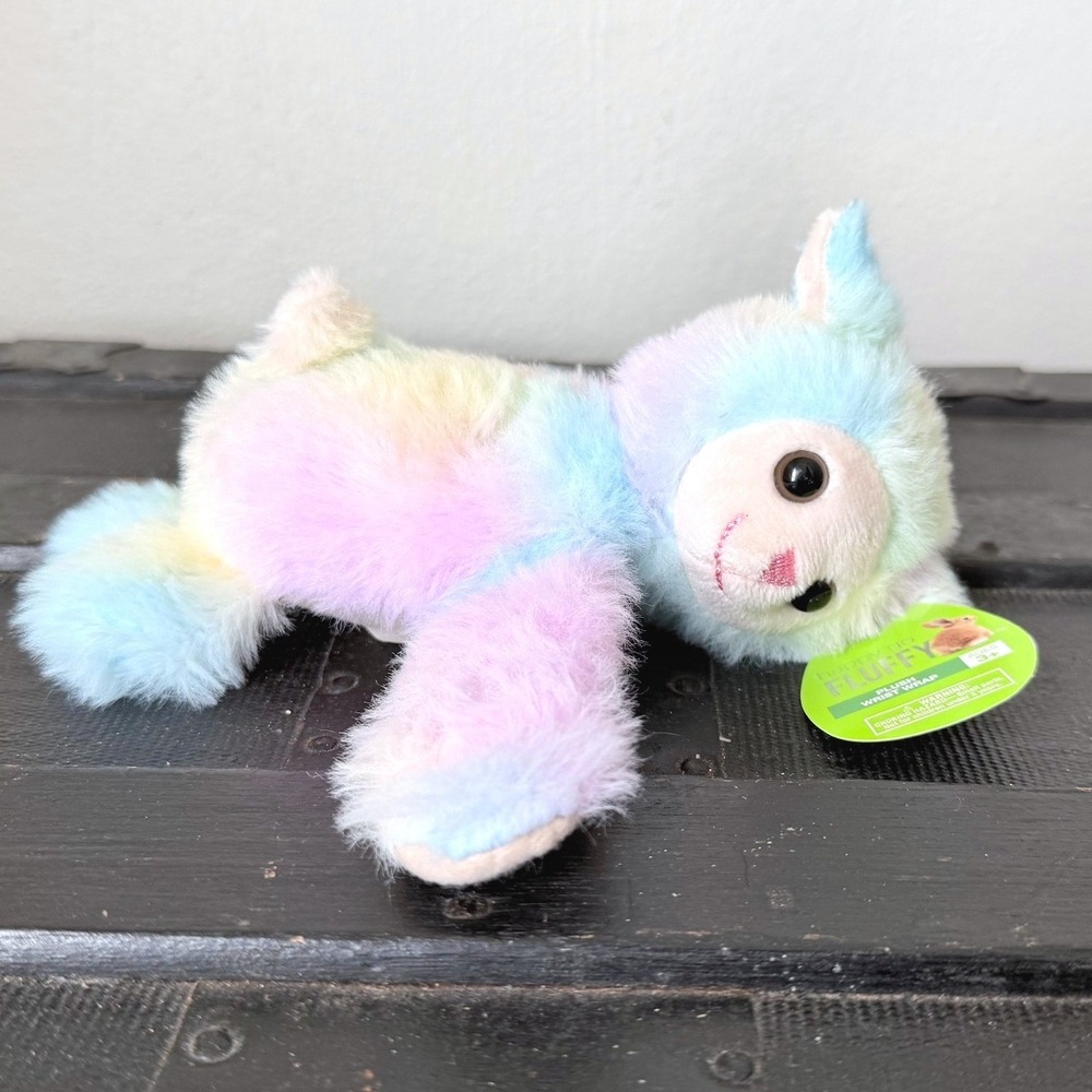 Happy Go Fluffy Plush Wrist Wrap Rainbow Tie Dye Llama Alpaca
